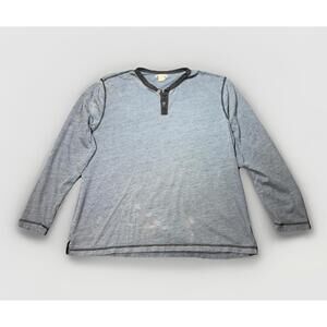 Carbon 2 Cobalt Henley Shirt Mens L Faded Heather Blue Distressed Long Sleeve